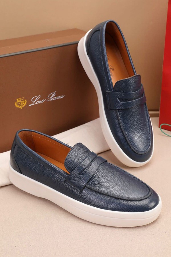 Кожаные лоферы Loro Piana Summer Walk - Navy