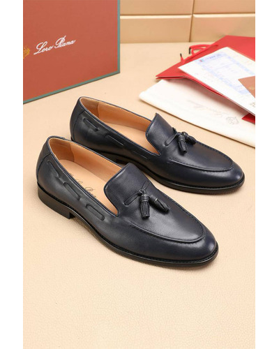 Кожаные лоферы Loro Piana tassel - Navy