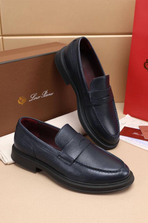 Кожаные лоферы Loro Piana Travis - Navy