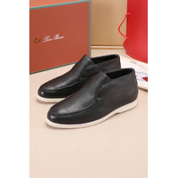 Кожаные лоферы с мехом Loro Piana Open Walk - Black