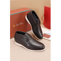 Кожаные лоферы с мехом Loro Piana Open Walk - Brown