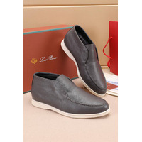 Кожаные лоферы с мехом Loro Piana Open Walk - Grey