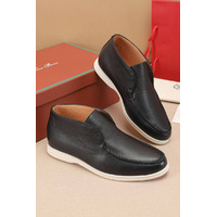 Кожаные лоферы с меховой стелькой Loro Piana Open Walk - Black