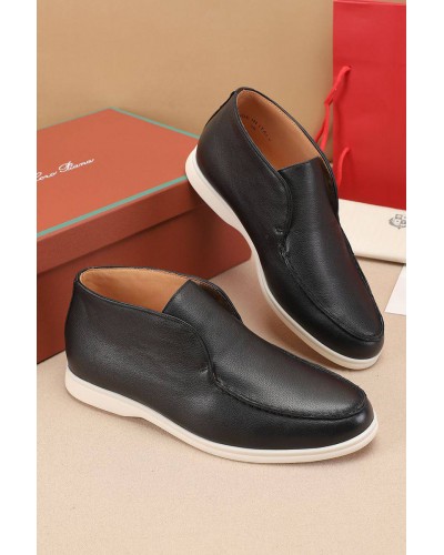 Кожаные лоферы с меховой стелькой Loro Piana Open Walk - Black