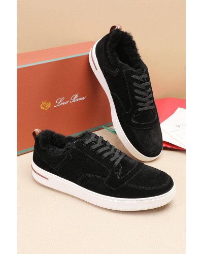 Кроссовки с мехом Loro Piana Newport Walk - Black