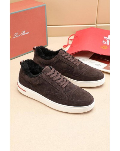 Кроссовки с мехом Loro Piana Newport Walk - Brown