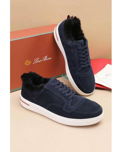 Кроссовки с мехом Loro Piana Newport Walk - Navy