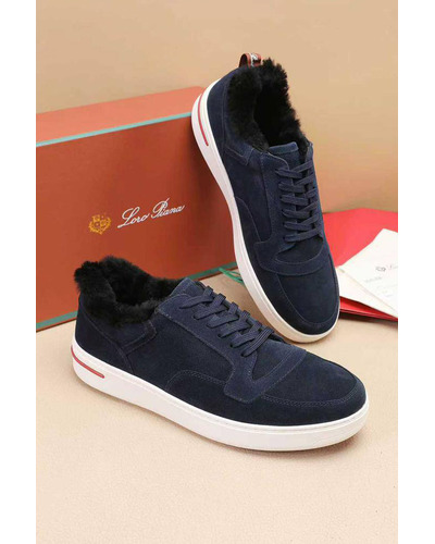 Кроссовки с мехом Loro Piana Newport Walk - Navy