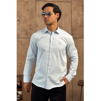 Мужская голубая рубашка Loro Piana logo-embroidered