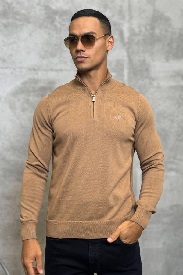 Мужская кофта Loro Piana zip neck - Brown