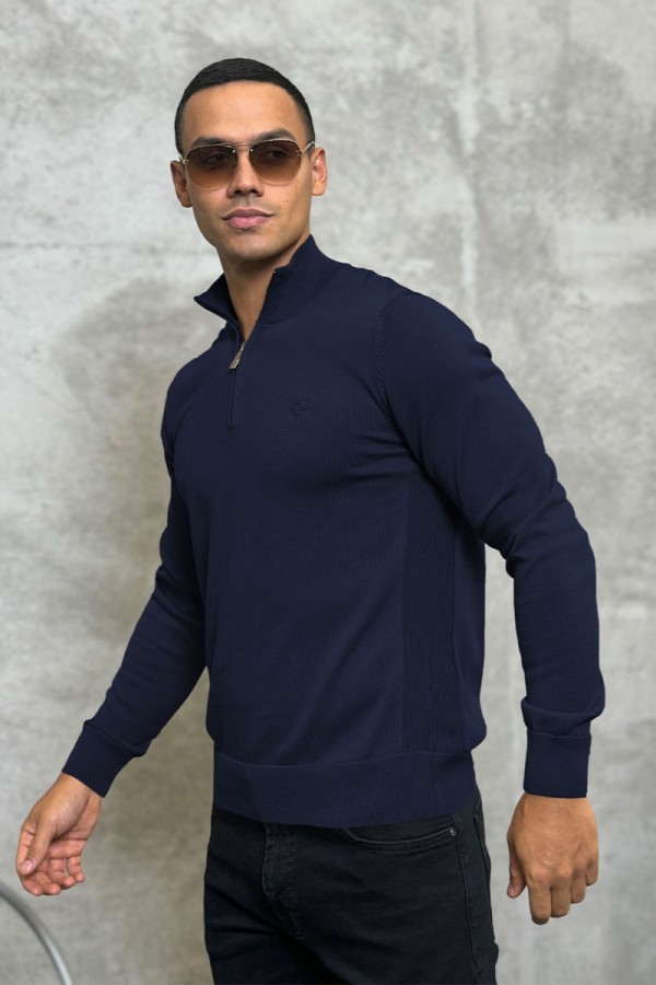 Мужская кофта Loro Piana zip neck - Navy