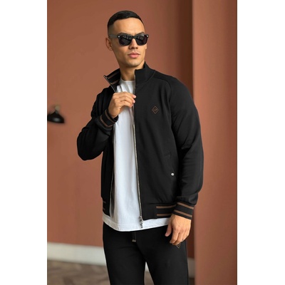Мужская кофта на молнии Loro Piana monogram - Black