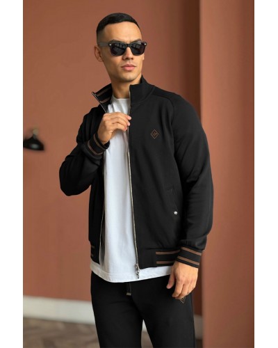 Мужская кофта на молнии Loro Piana monogram - Black