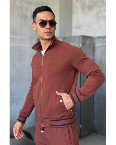 Мужская кофта на молнии Loro Piana monogram - Brown