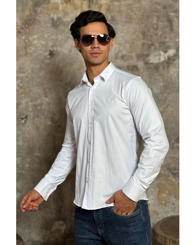 Мужская рубашка Loro Piana белого цвета