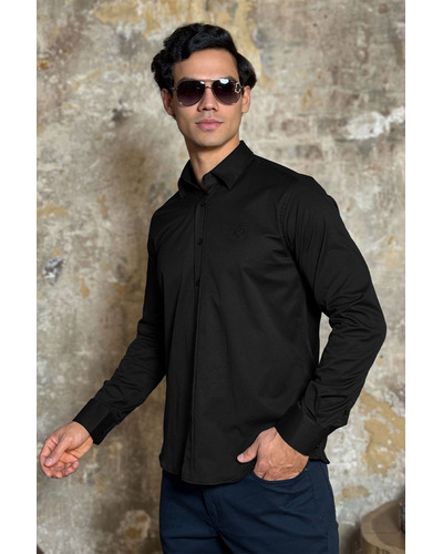 Мужская рубашка Loro Piana чёрного цвета