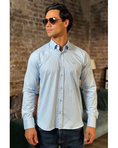 Мужская рубашка Loro Piana голубого цвета