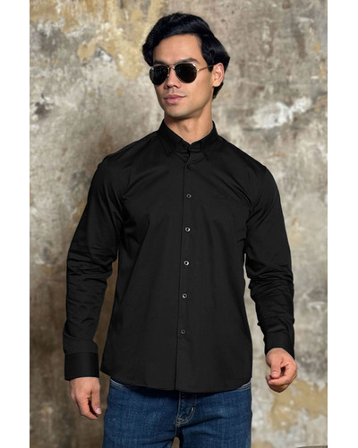 Мужская рубашка Loro Piana logo-embroidered - Black