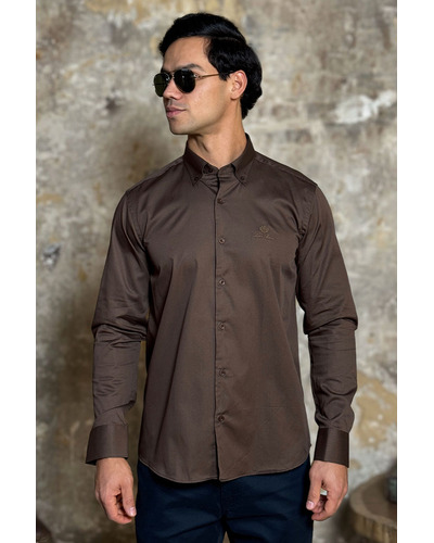 Мужская рубашка Loro Piana logo-embroidered - Brown