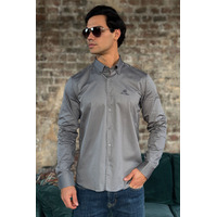 Мужская рубашка Loro Piana logo-embroidered - Grey