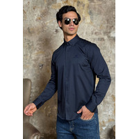 Мужская рубашка Loro Piana logo-embroidered - Navy