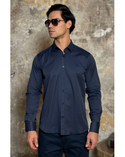 Мужская рубашка Loro Piana тёмно-синего цвета