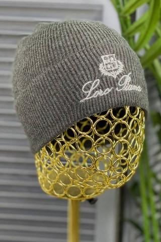 Мужская тёмно-серая шапка Loro Piana logo-embroidered
