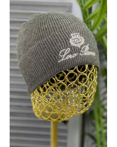 Мужская тёмно-серая шапка Loro Piana logo-embroidered