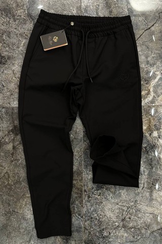 Мужские чёрные штаны Loro Piana logo-embroidered