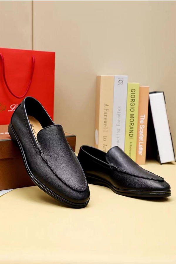 Мужские кожаные лоферы Loro Piana Summer Walk - Black