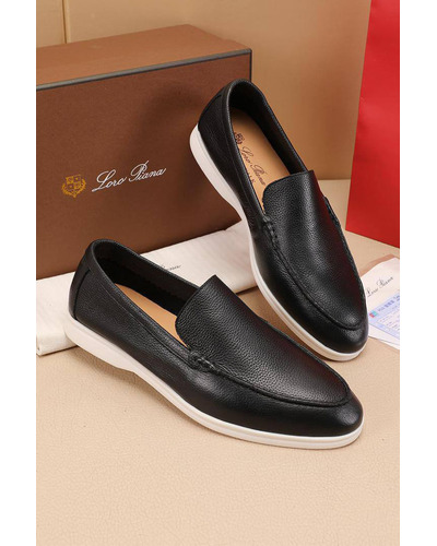 Мужские кожаные лоферы Loro Piana Summer Walk - Black