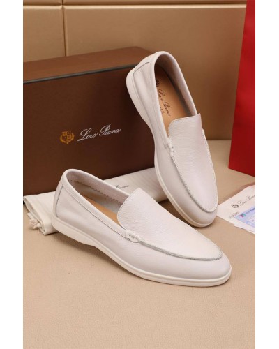 Мужские кожаные лоферы Loro Piana Summer Walk - White