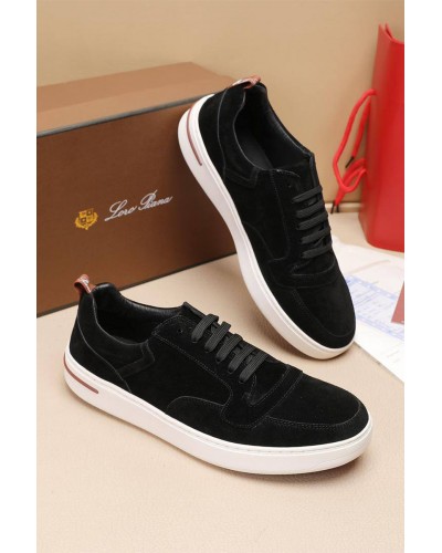 Мужские замшевые кроссовки Loro Piana Newport - Black