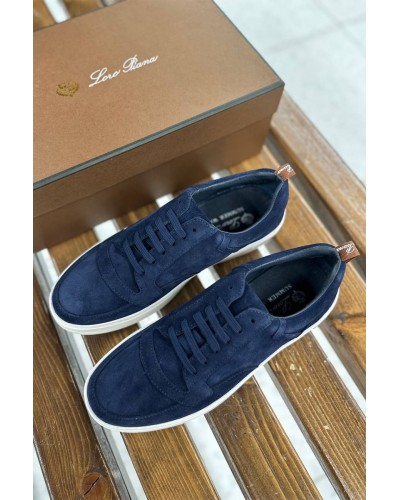 Мужские замшевые кроссовки Loro Piana Newport - Navy