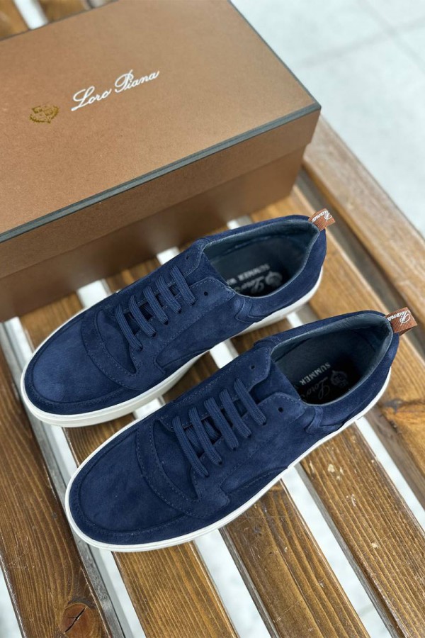 Мужские замшевые кроссовки Loro Piana Newport - Navy