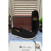 Мужские замшевые лоферы Loro Piana Open Walk - Black