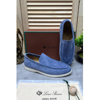 Мужские замшевые лоферы Loro Piana Open Walk - Blue