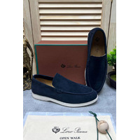 Мужские замшевые лоферы Loro Piana Open Walk - Navy