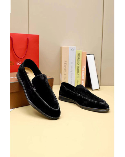 Мужские замшевые лоферы Loro Piana Summer Walk - Black
