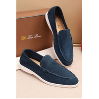 Мужские замшевые лоферы Loro Piana Summer Walk - Blue