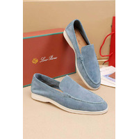 Мужские замшевые лоферы Loro Piana Summer Walk - Blue