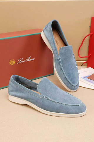 Мужские замшевые лоферы Loro Piana Summer Walk - Blue