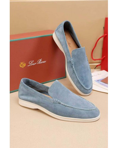 Мужские замшевые лоферы Loro Piana Summer Walk - Blue