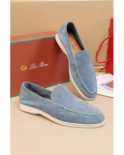 Мужские замшевые лоферы Loro Piana Summer Walk - Blue