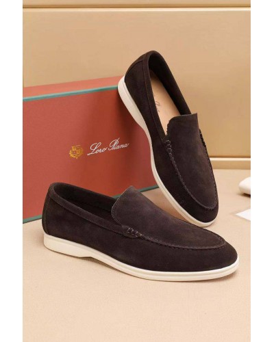 Мужские замшевые лоферы Loro Piana Summer Walk - Brown