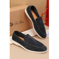 Мужские замшевые лоферы Loro Piana Summer Walk - Grey