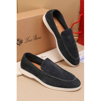 Мужские замшевые лоферы Loro Piana Summer Walk - Grey