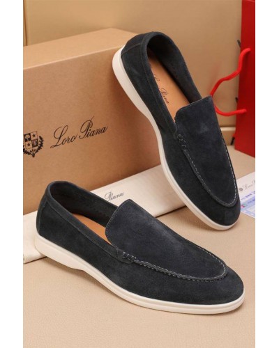 Мужские замшевые лоферы Loro Piana Summer Walk - Grey