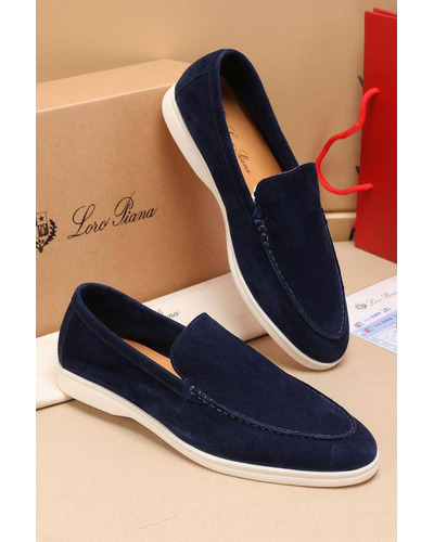Мужские замшевые лоферы Loro Piana Summer Walk - Navy