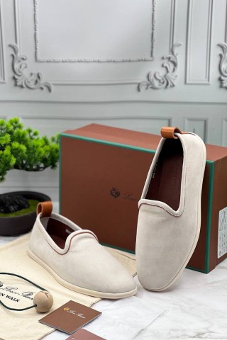 Мужские замшевые лоферы Loro Piana Venice Walk - Beige